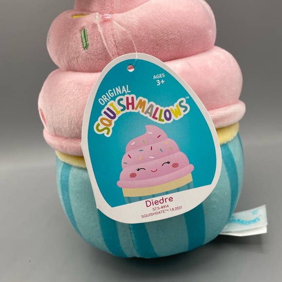 Squishmallows Diedre Cupcake Plush 7 Inch Pink Blue Stuffed Toy Gift Kellytoy - Picture 3 of 3